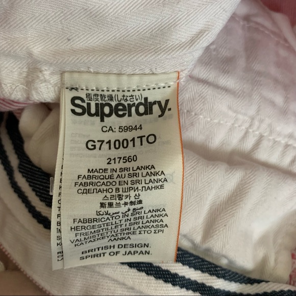 Superdry red white stripe shorts with belt - Picture 7 of 7